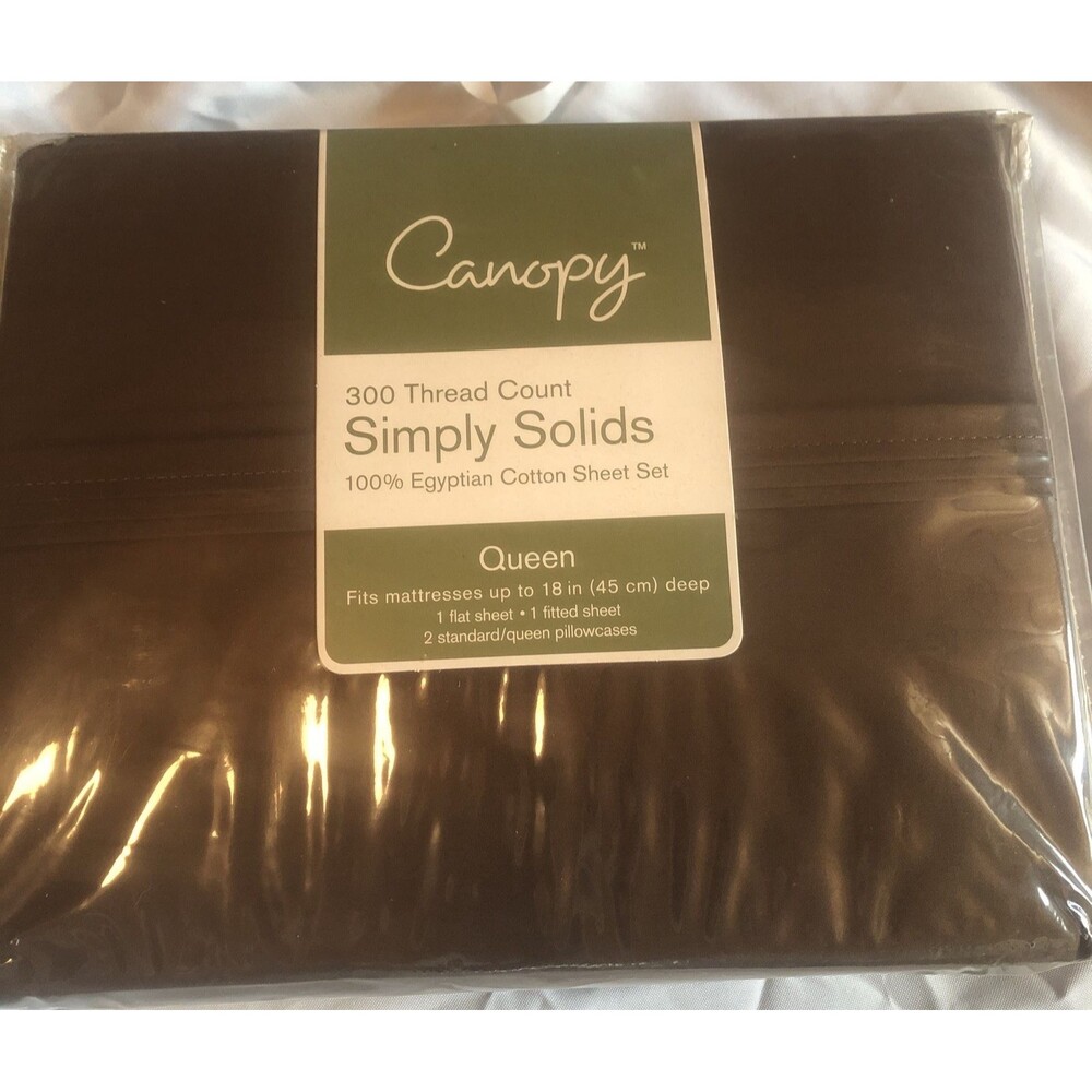 Canopy 100% Egyptian Cotton 300 Thread Count Sheet Set Queen Brown NEW